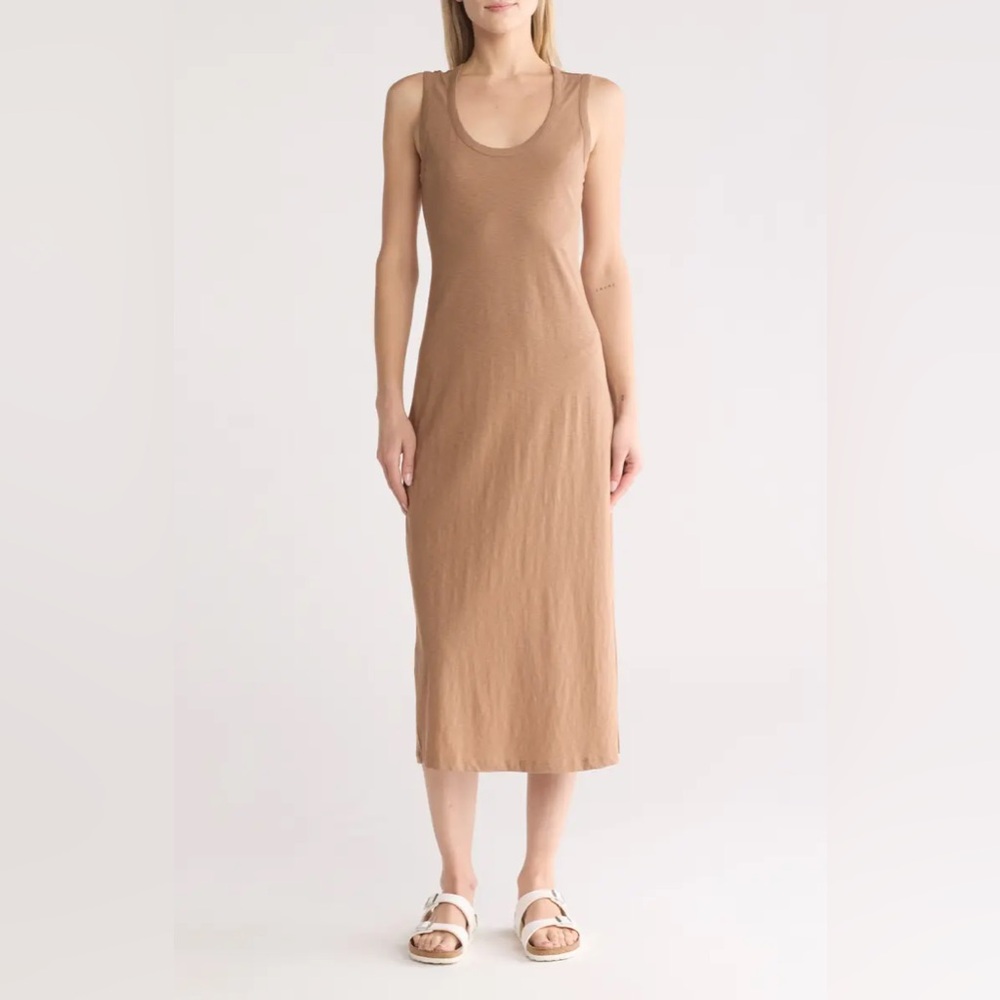 THEORY Women’s Tan Brown Tshirt Tank Maxi Dress 100% Pima Cotton EUC Small